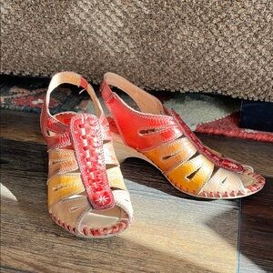 PIKOLINOS Red and Yellow Women's Sandals